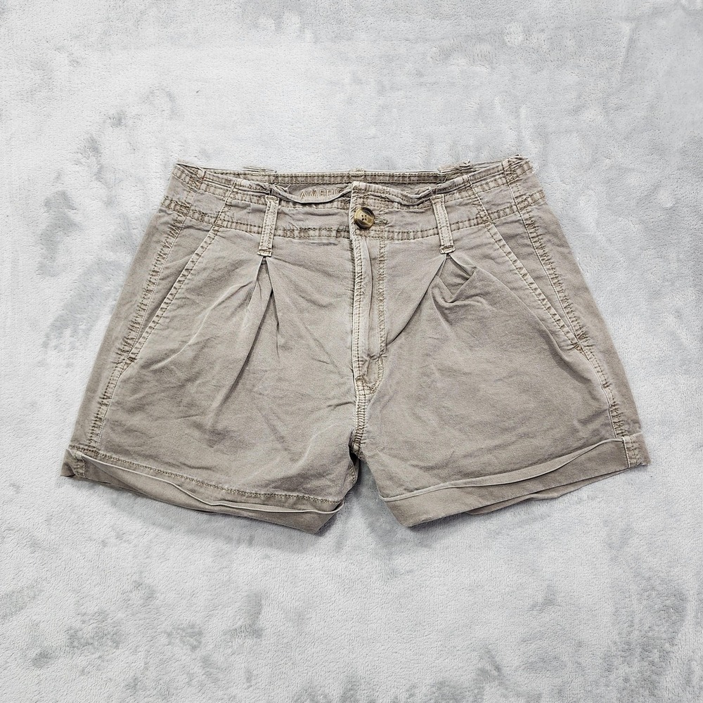 American Eagle Shorts Womens 2 Gray‎ Pleated Chino Cuffed Stretch Cotton Lyocell